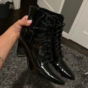 Calvin Klein black patent boots